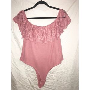 Plus size off the shoulder Body suit XXL Pink